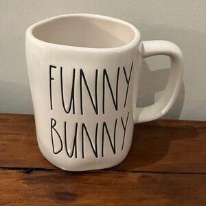 Rea Dunn White Ceramic Mug - funny bunny Design